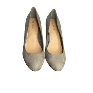 Torrid Women's Gray Round Toe Suede‎ Lower Taper Block 3" Heel Pumps Size 10W.
